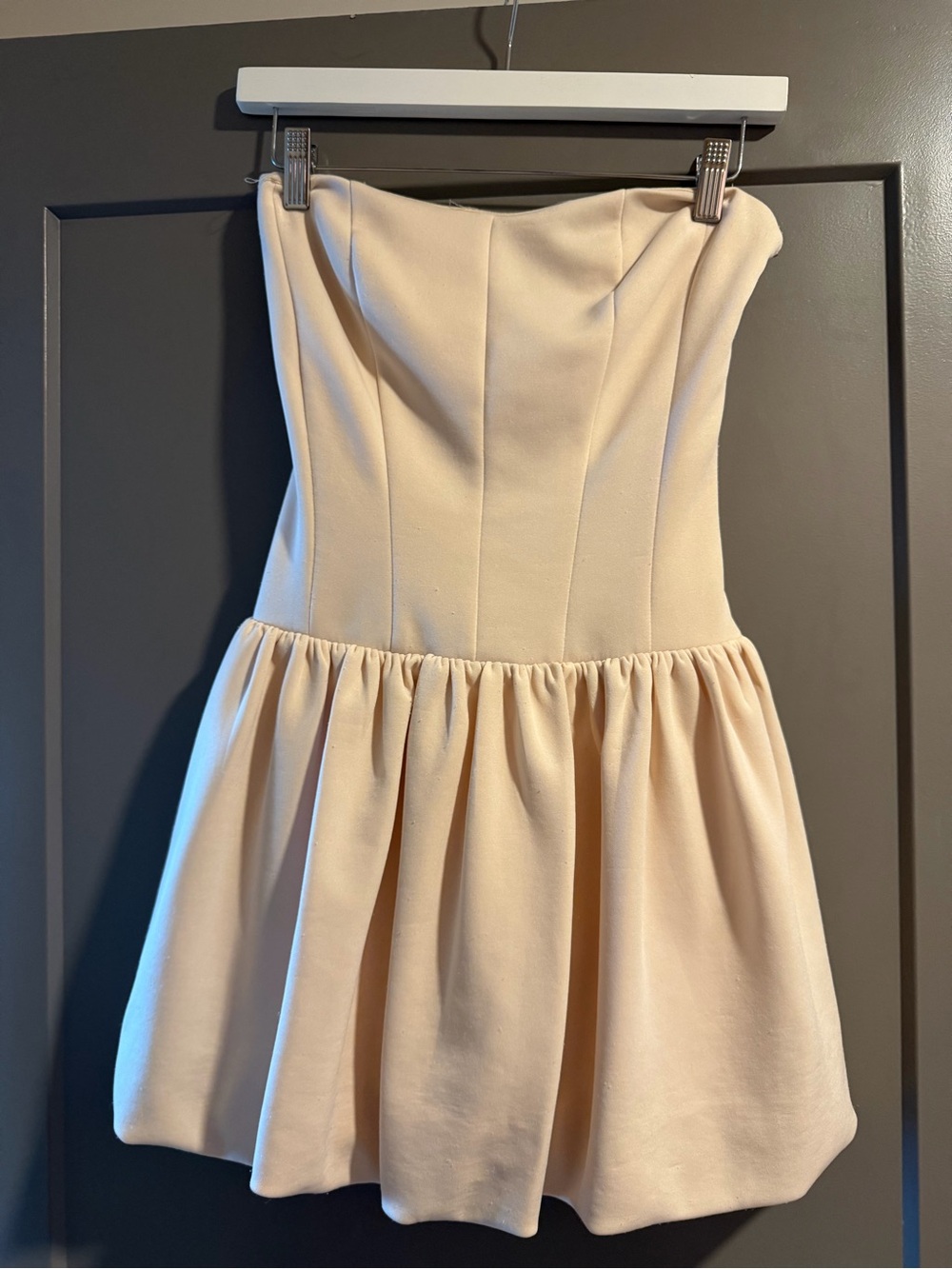 Strapless Mini Dress in Light Beige